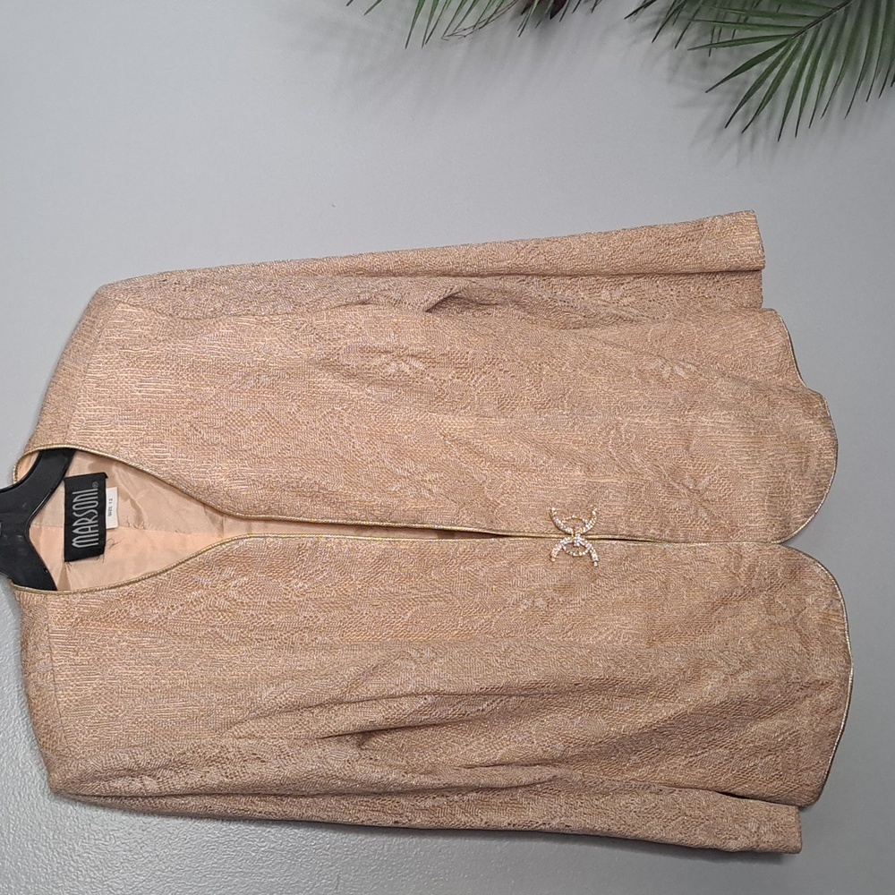 Marsoni Vintage Lace with Gold Trim Blazer Sz12 PTP: 21" Length:27"